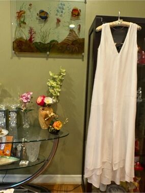 BCBGMaxAzria off white (cream) V‑Neck Sleeveless Maxi Dress